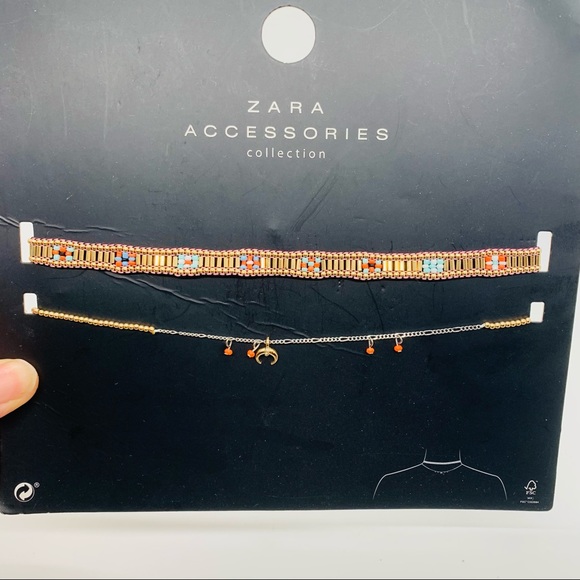 NWT Zara Accessories Two Gold Chokers - Picture 2 of 3